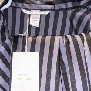 Victoria's Secret Black and Gray Striped Top and Bottom pajama set nwt